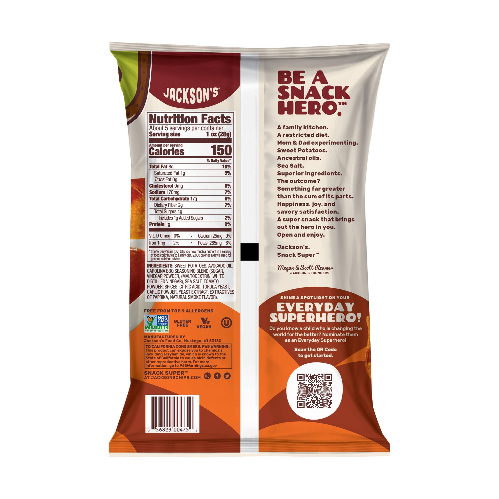 Jacksons Chips Chips Swt Pot Carolina Bbq 5 OZ