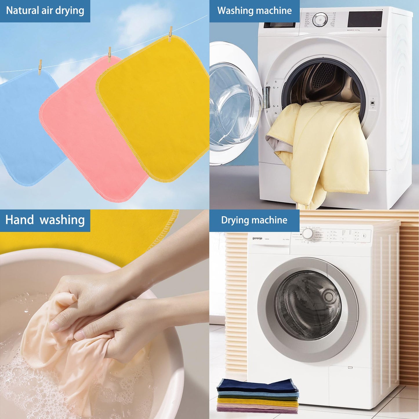Simnice Reusable Paper Towels Washable - 30 Pack Zero Waste Paperless Paper Towel Absorbent Reusable Paper Towel, 100% Cotton Paper Towels