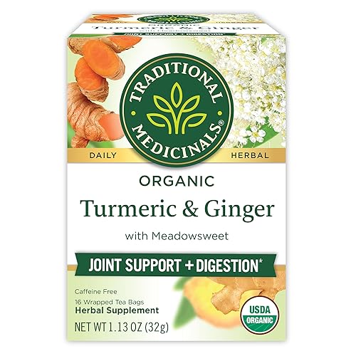 Traditional Medicinals Tea Turmeric Meadowsweet & ginger,16 count.