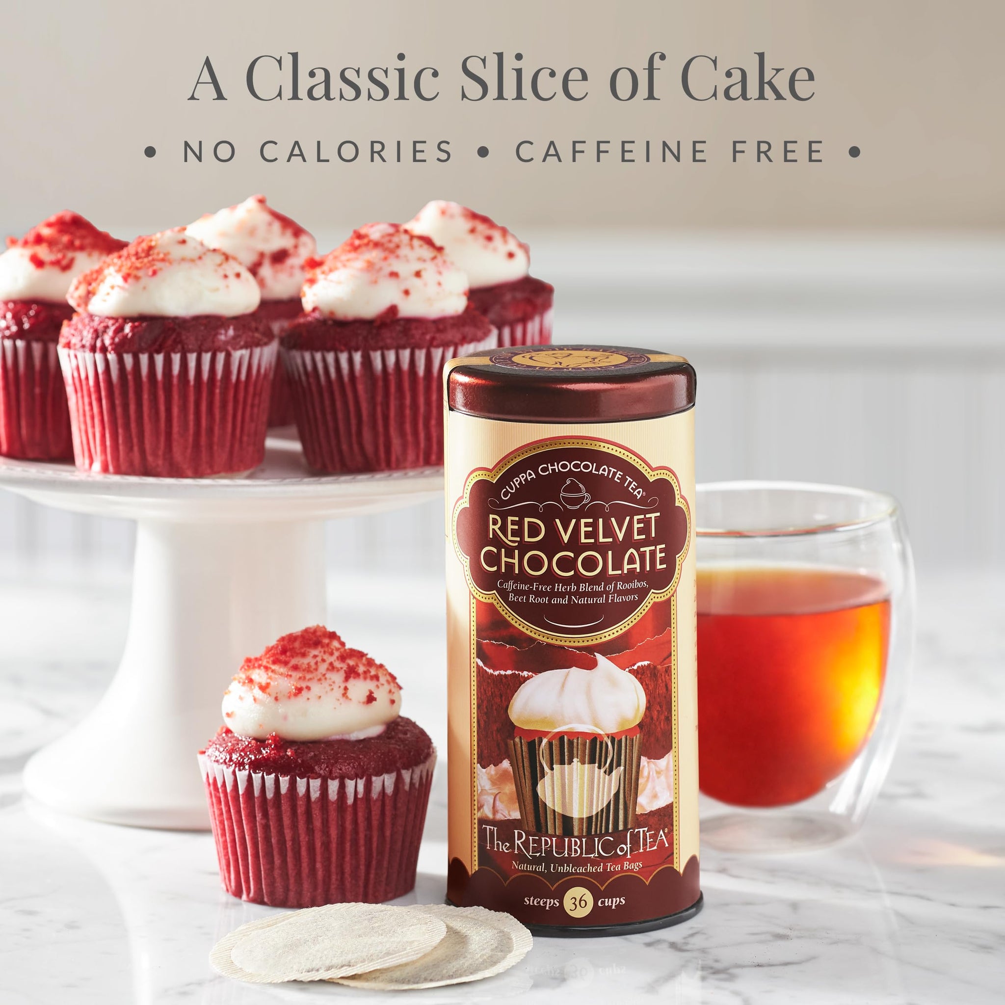 The Republic of Tea - Red Velvet Cuppa Chocolate Tea Bags, Caffeine Free, 36 Servings