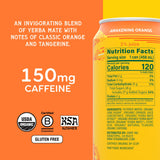 Yerba Madre Organic Yerba Mate, Awakening Orange, 150mg Natural Caffeine, Energy Drink Alternative, No Jitters or Crash, 15.5 Oz Cans (Pack of 12)