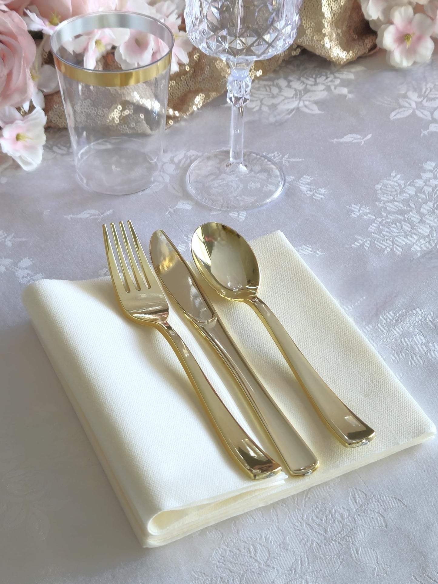 " OCCASIONS " Wedding Party Linen Feel White 13'' x 13'' Dinner Paper Napkins (120, Luncheon, Square Fold)