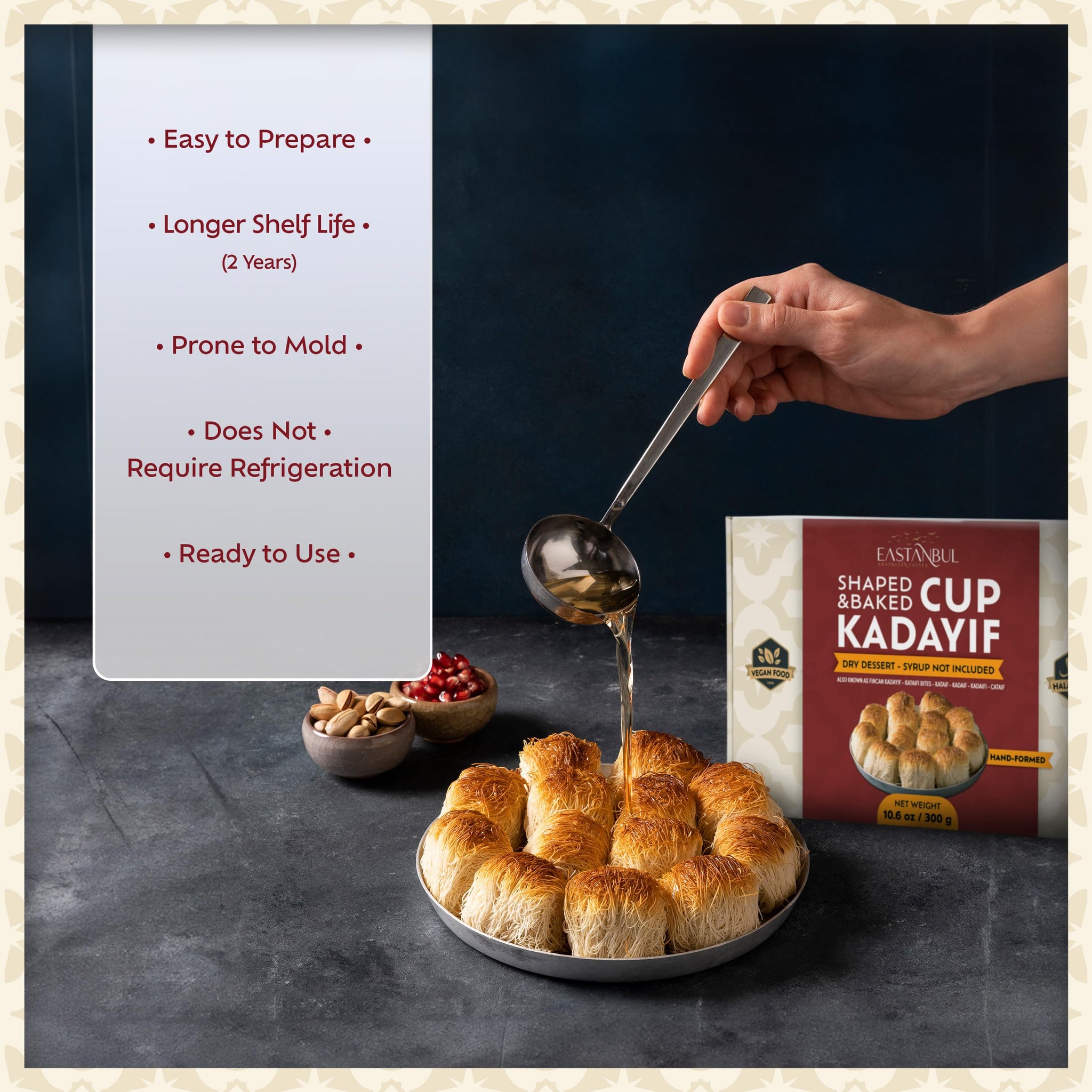 Eastanbul Cup Kataifi Shredded Fillo Dough (Syrup not included) Hand Shaped Kadayif Pastry, Kataifi Cup From Staple Syrup Sweetened Desserts