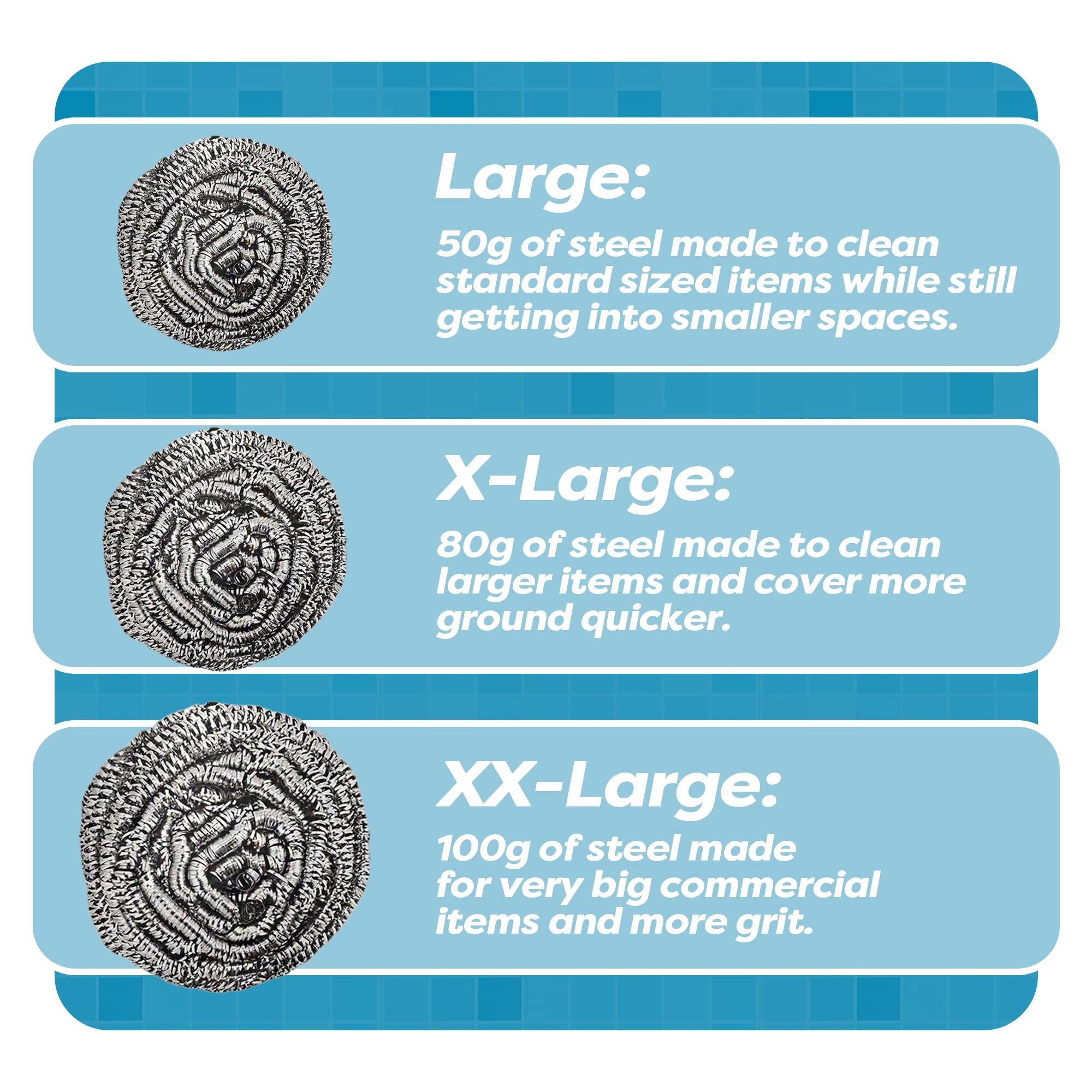 12 Pack Stainless Steel Scourers by Scrub It - Steel Wool Scrubber Pad Used for Dishes, Pots, Pans, and Ovens. Easy scouring for Tough Kitchen