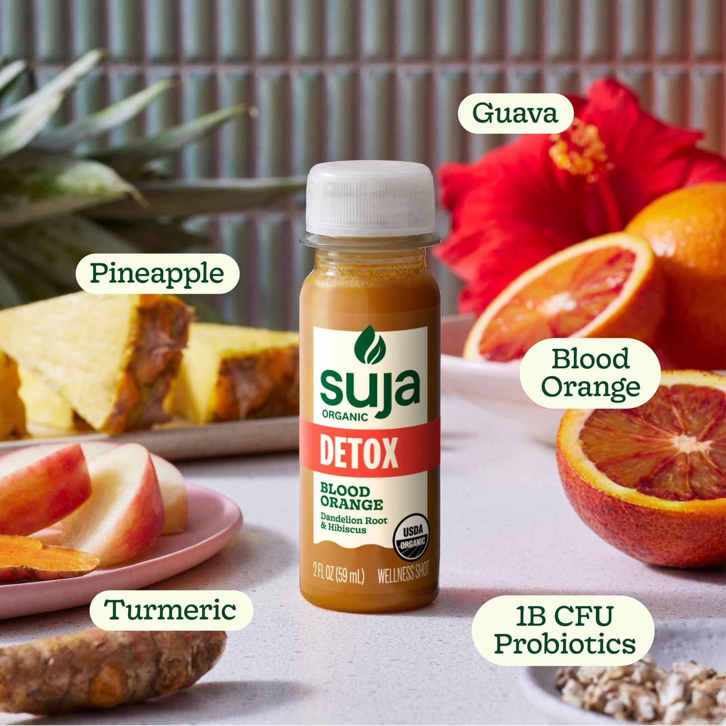 Suja Organic Detox Blood Orange Shot, Wellness Shot With Dandelion Root and Hibiscus, 2 fl oz Bottle