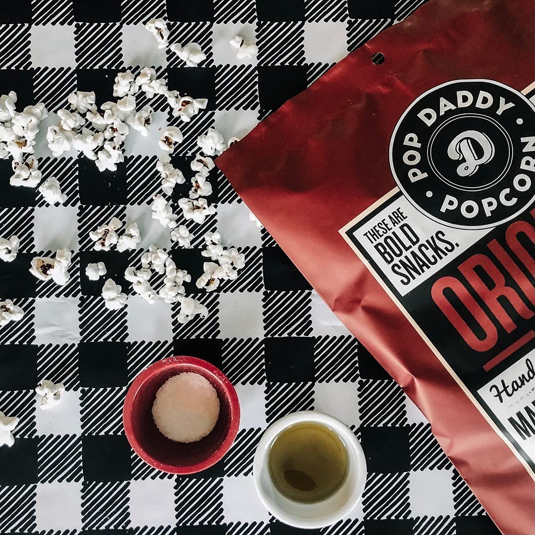 Pop Daddy Flavored Popcorn Gourmet, Original Flavor Popped Popcorn, Hand Seasoned Kernels, Gluten Free Popcorn Snacks, 5oz Individual Bags, 3 Pack