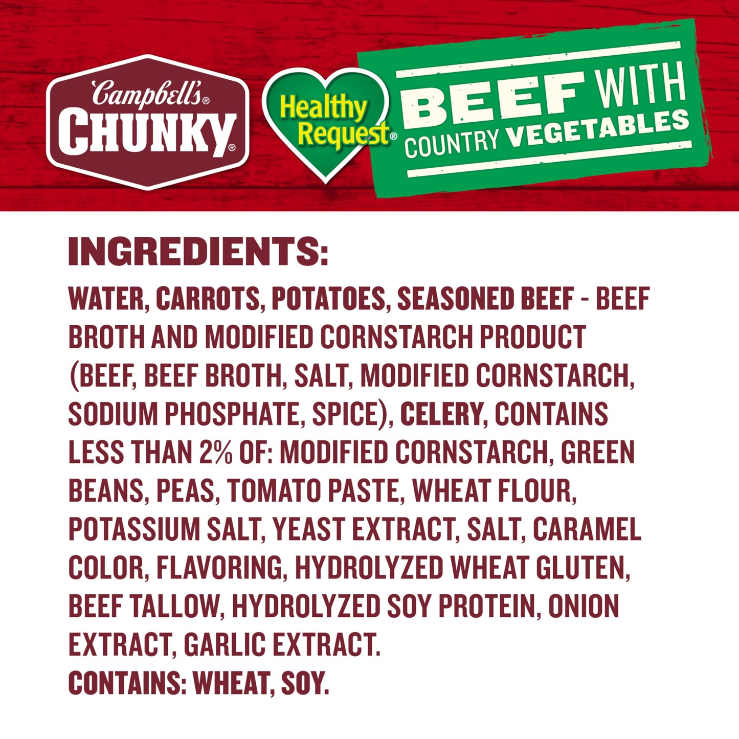 Campbell’s Chunky Healthy Request Soup, Beef Soup with Country Vegetables, 18.8 Oz Can