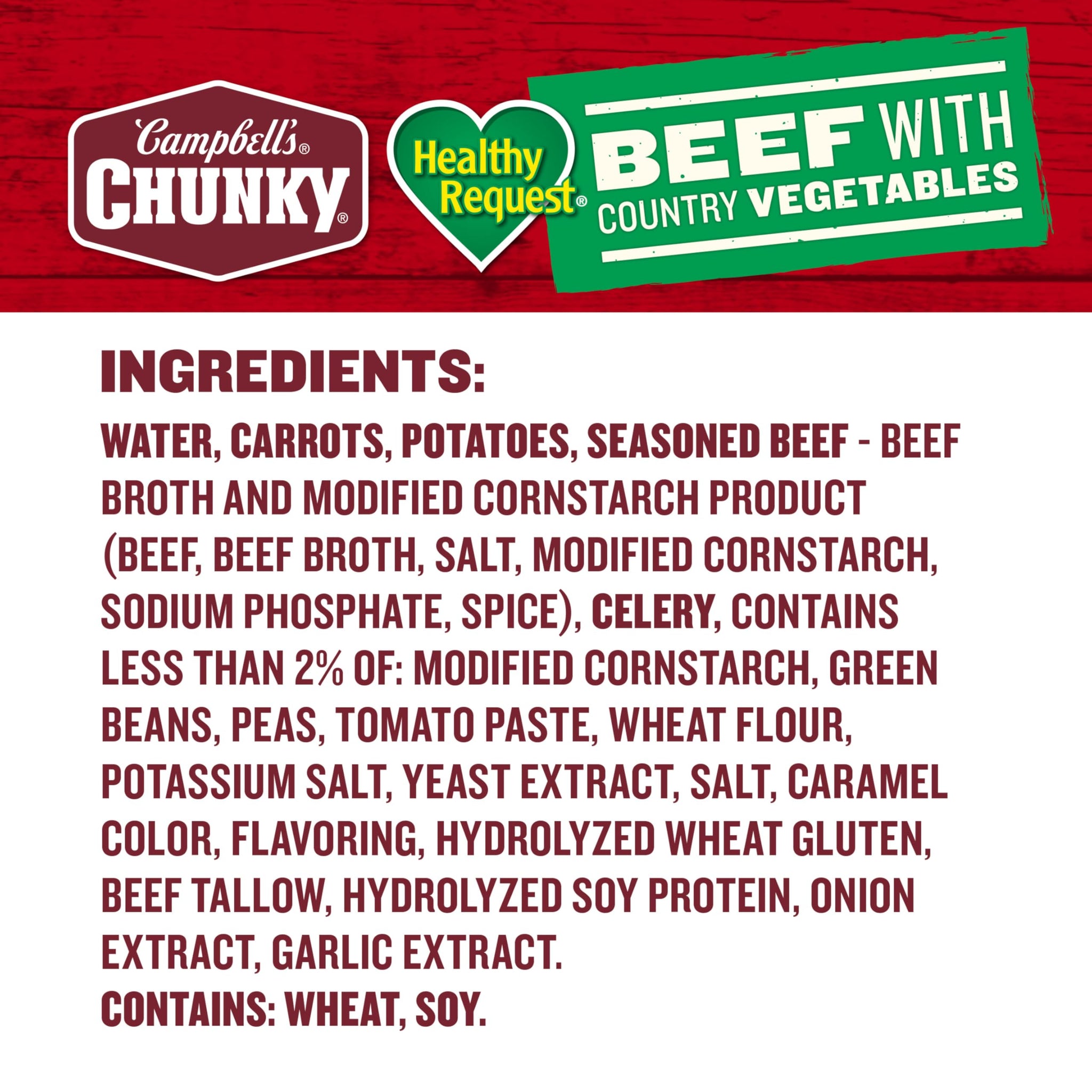 Campbell’s Chunky Healthy Request Soup, Beef Soup with Country Vegetables, 18.8 Oz Can