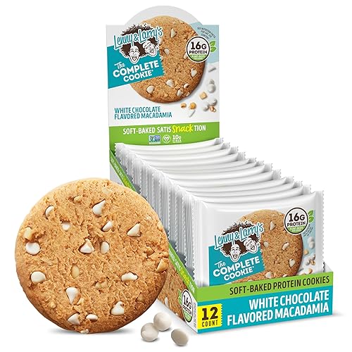 Lenny & Larry's Protein Cookie, [White Chocolate Flavored Macadamia], Chewy Soft Baked, 16g Plant Protein, Vegan, Non-GMO, High Fiber, 4 Ounce Cookie