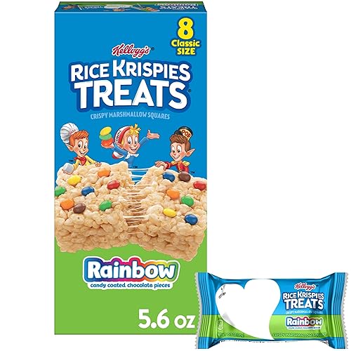 Rice Krispies Treats Marshmallow Snack Bars, Kids Snacks, Rainbow, 5.6oz Box (8 Bars)