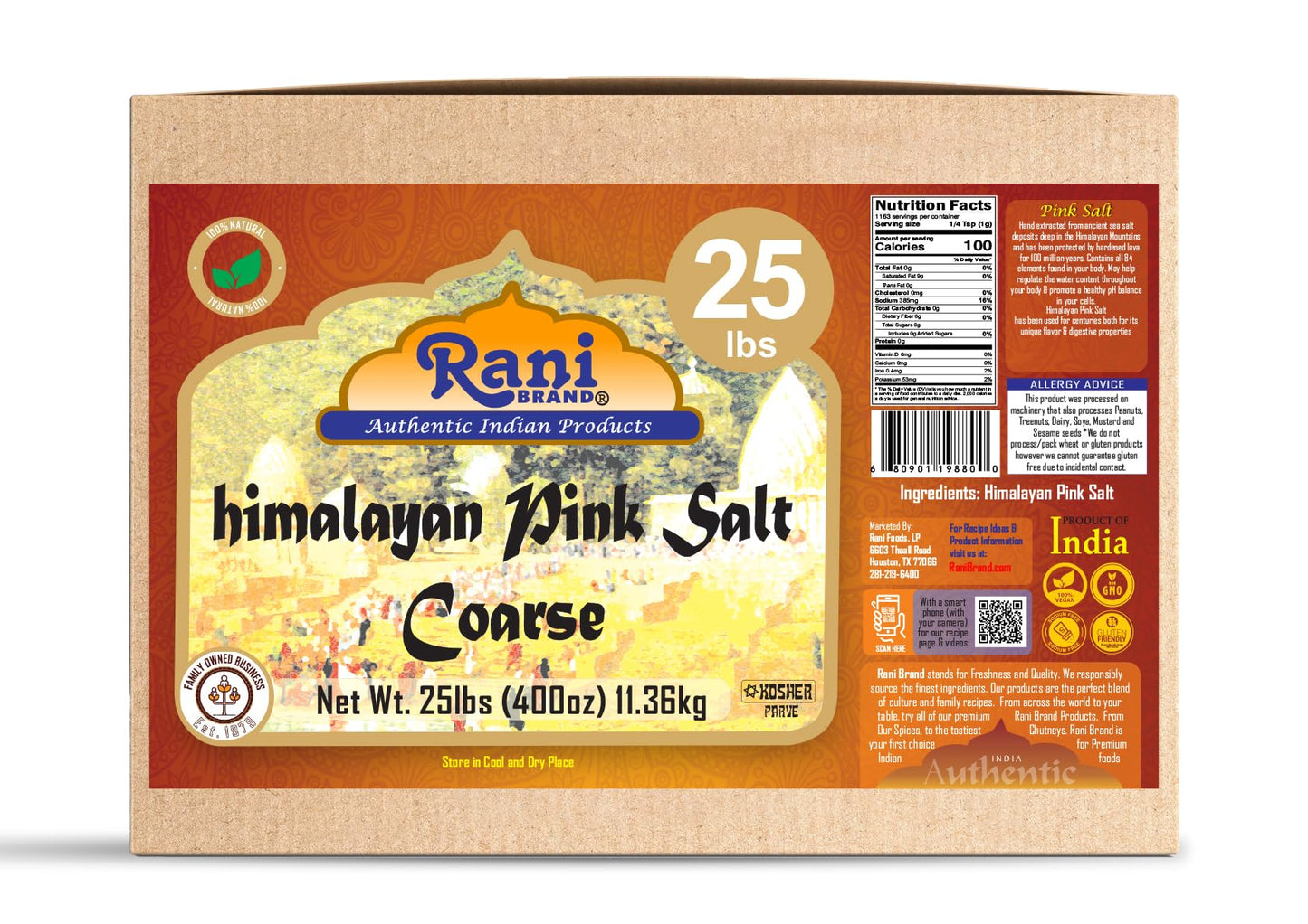 Rani Himalayan Pink Salt Granules (84 Essential Trace Minerals) 400oz (25lbs) 11.36kg Bulk Box ~ All Natural | Vegan | Gluten Friendly | NON-GMO |