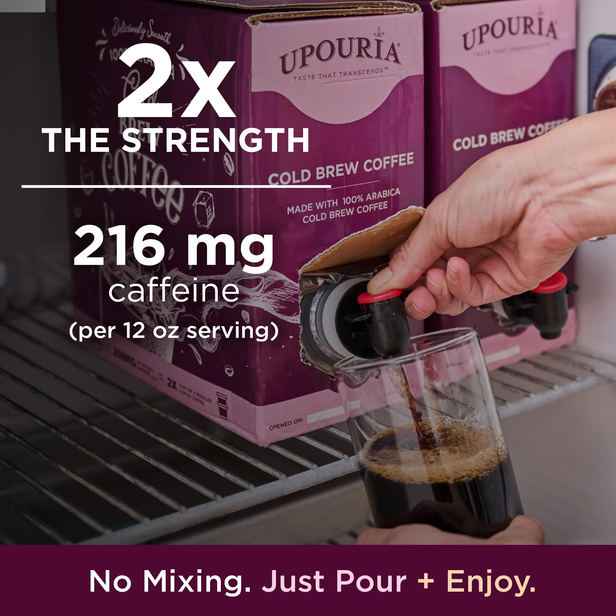 Upouria Cold Brew Coffee on Tap | Ready to Drink Cold Brewed Coffee | Drink Extracted from Premium Beans | 208mg Caffeine Content | Made from 100%