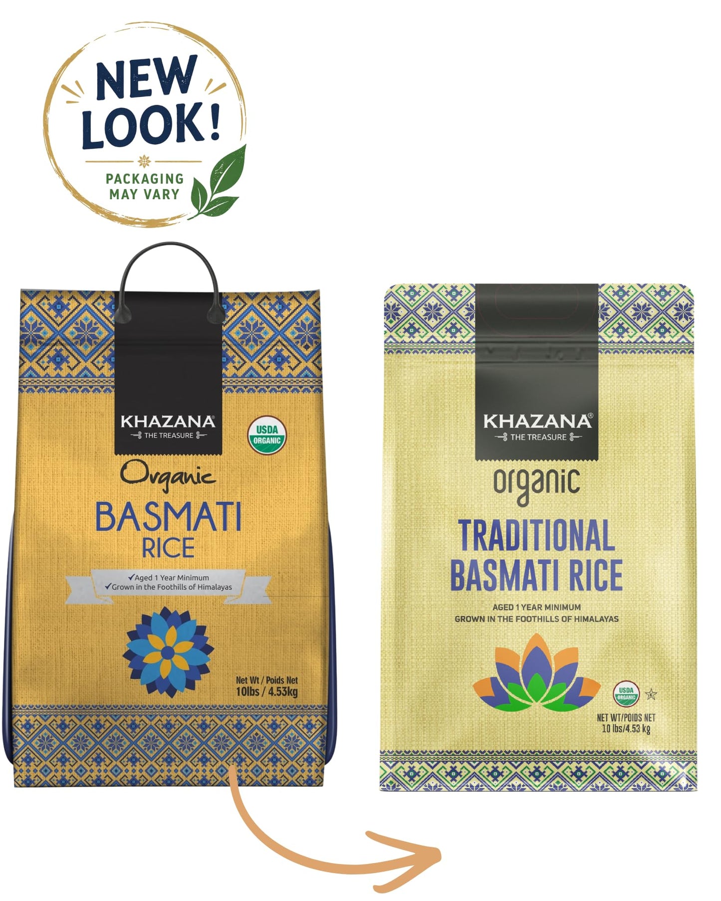 Authentic Organic Basmati Rice by Khazana in 10 lb Bag - Aromatic and Flavorful Indian Grain - Non-GMO, Gluten Free, Kosher, Cholesterol Free