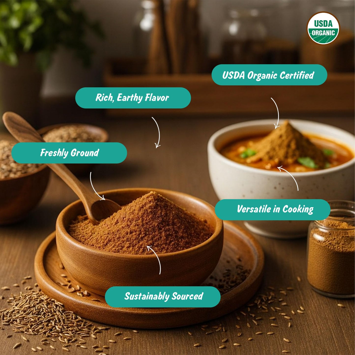 Spice Profile USDA Organic Cumin Powder, Lab Tested for Heavy Metals, Resealable 4oz Pouch, Jeera, Comino Molido