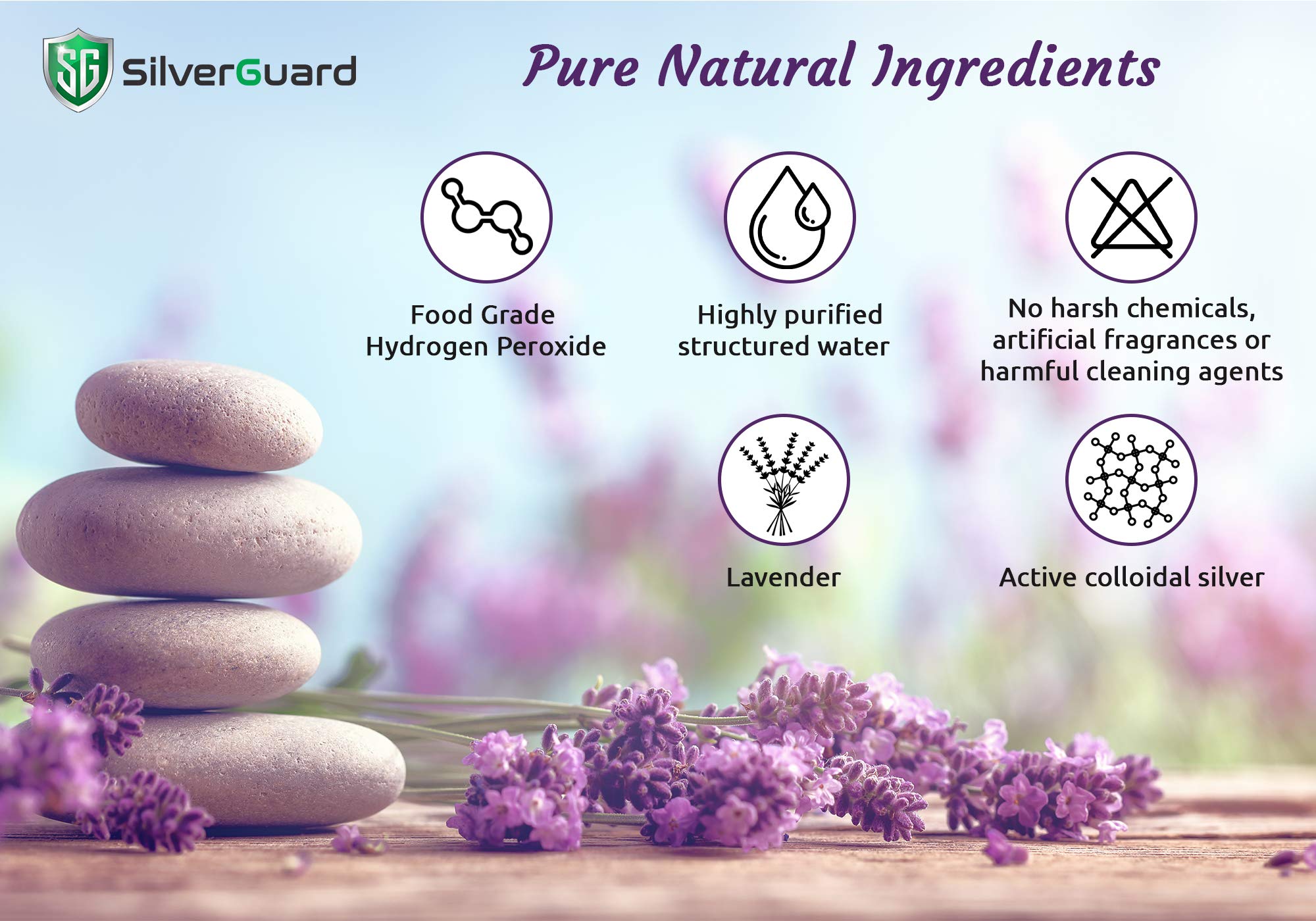 SilverGuard SilverAll Enhanced Hydrogen Peroxide Cleaner + Active Silver | All Purpose Cleaner with Long-Lasting Protective Silver Shield | Food Grade