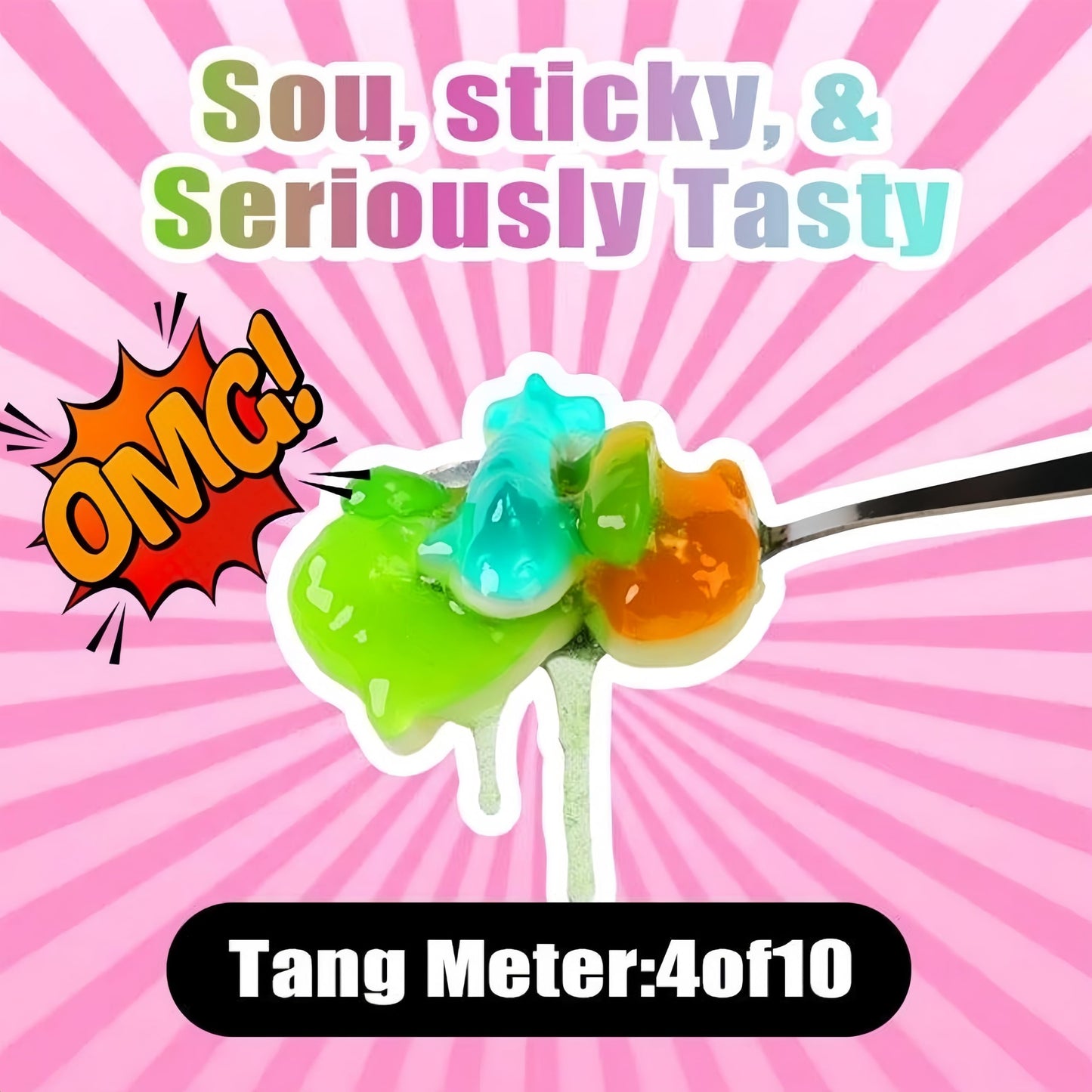 Sour Gooey Crystal Gemstone Gummies with Real Fruit Juice - Sweet & Tangy Blueberry Flavor - Wet & Sticky Candy Snacks with Sour Ooze - 13.05oz