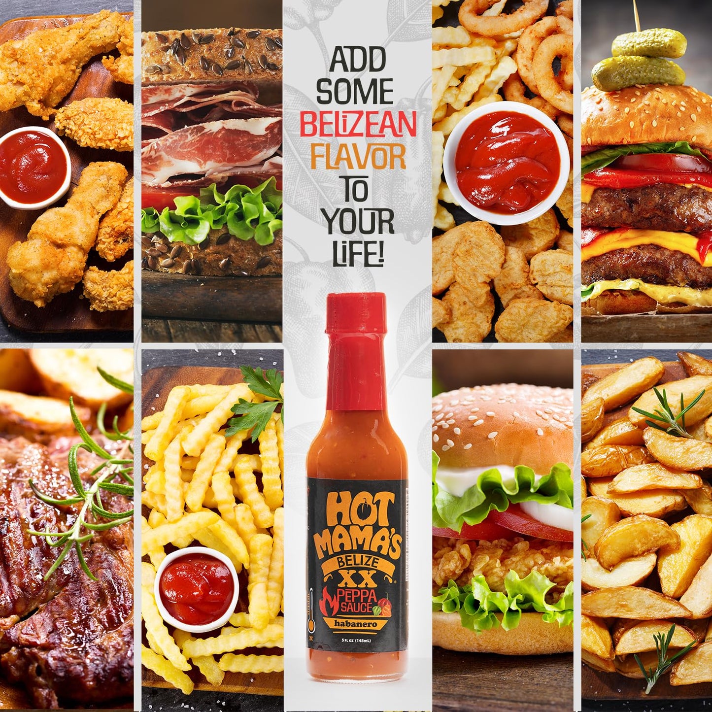 Hot Mama's Belize XX Pepper - Habanero Hot Sauce Medium-High Heat Level, All-Natural, No Preservatives, Non GMO - Gluten-Free, Vegan-Friendly, Fresh