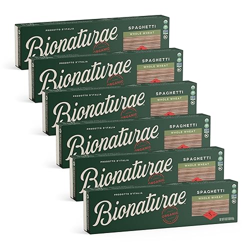 Bionaturae Spaghetti Pasta Noodles - Whole Wheat Pasta, Kosher Certified, High Protein, Non-GMO, USDA Certified, Whole Wheat Spaghetti, Spaghetti