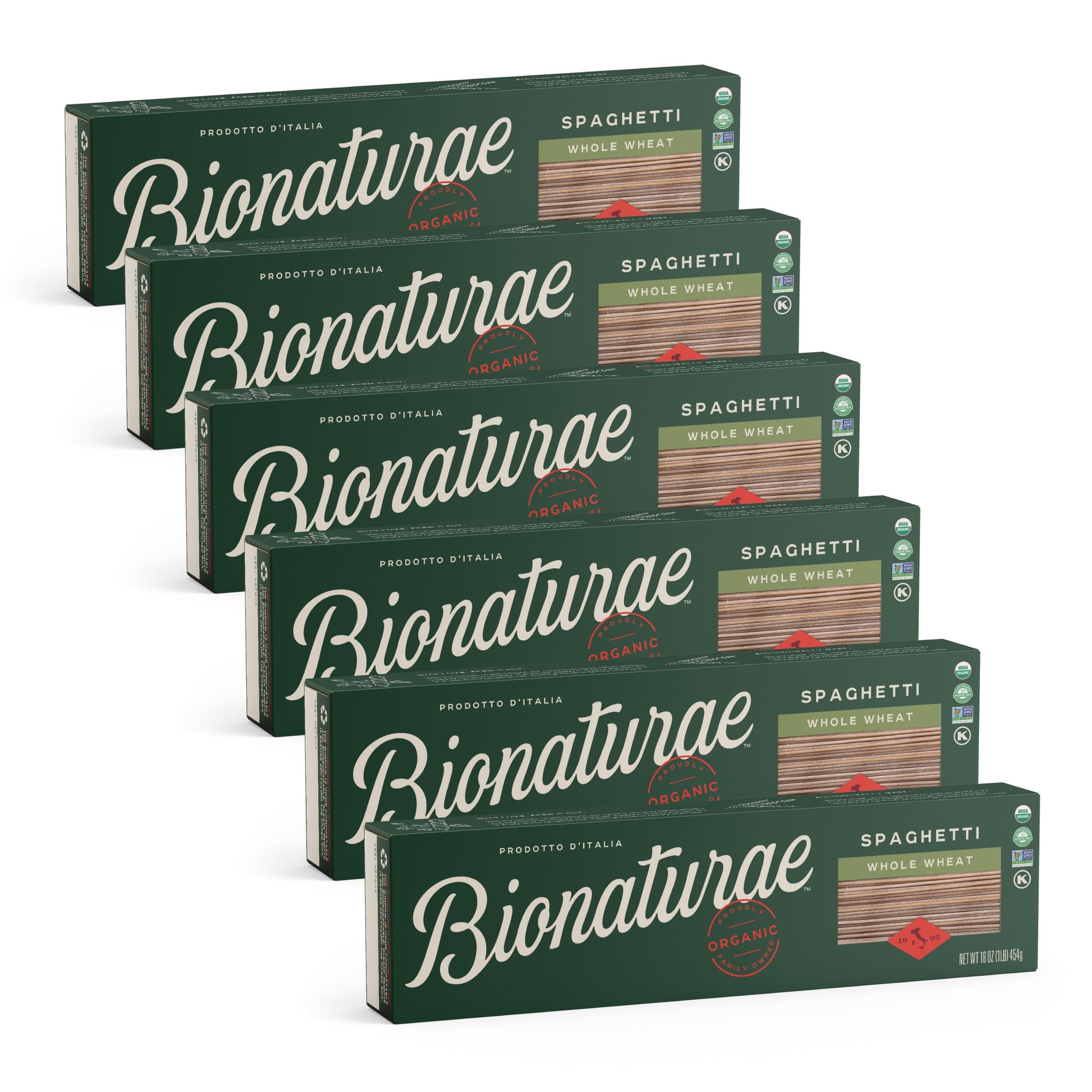 Bionaturae Spaghetti Pasta Noodles - Whole Wheat Pasta, Kosher Certified, High Protein, Non-GMO, USDA Certified, Whole Wheat Spaghetti, Spaghetti