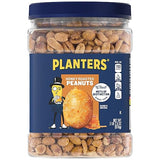 PLANTERS Honey Roasted Peanuts, Sweet and Salty Snacks, Plant-Based Protein , 34.5 Oz (2 Tubs)