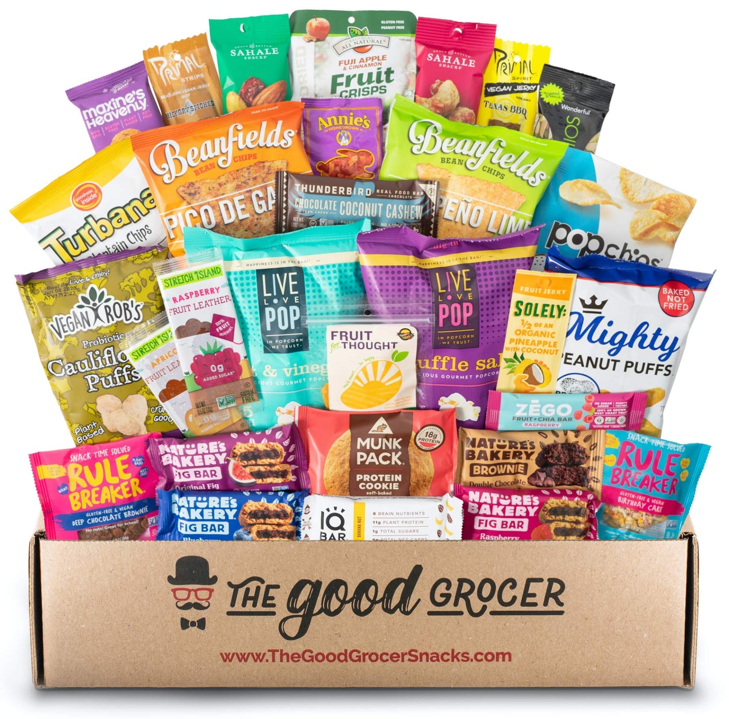 Deluxe VEGAN Snacks Care Package: Delicious Vegan Jerky, Protein Bars, Cookies, Chips, Puffs, Fruit & Nuts, Healthy Gift Basket Alternative, Snack