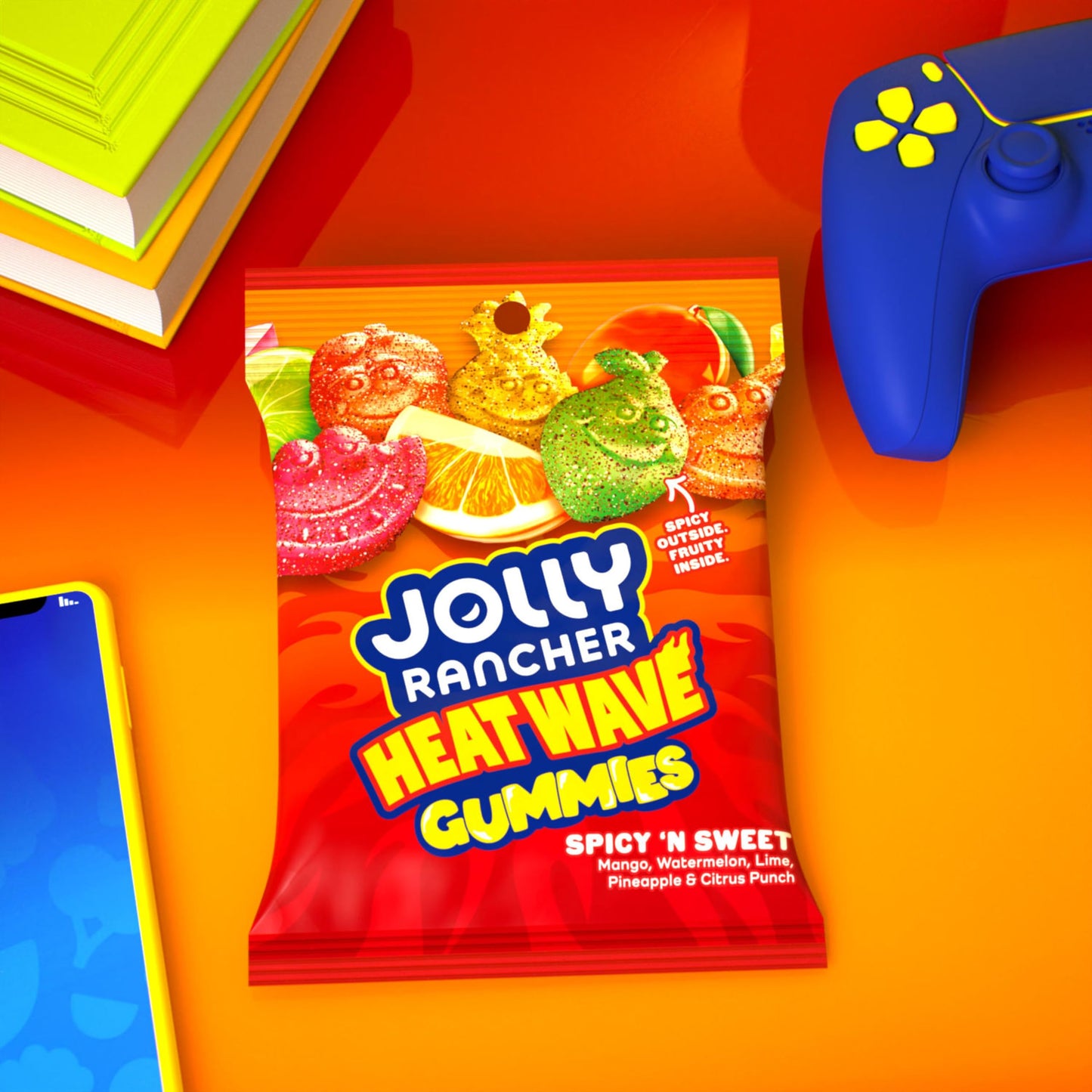 JOLLY RANCHER Heat Wave Gummies Spicy n Sweet Assorted Fruit Flavored Candy Bag, 6 oz