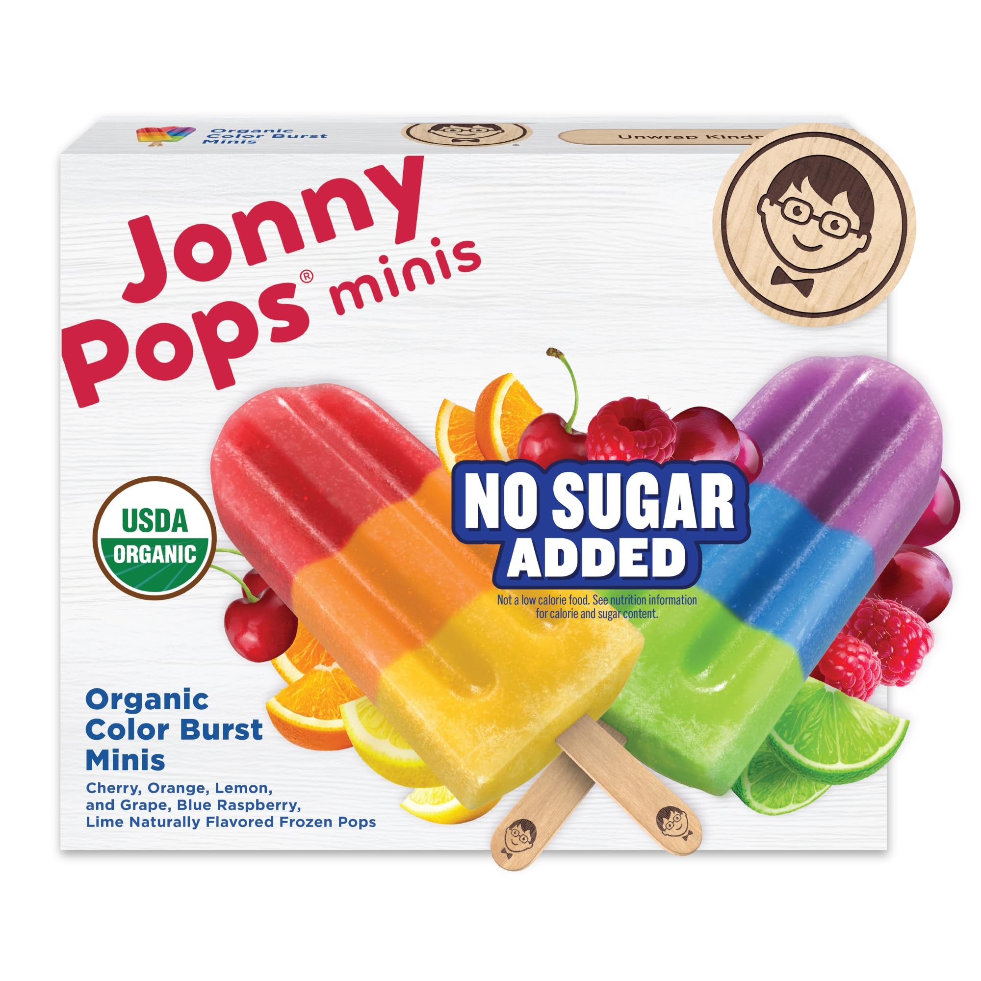 JonnyPops No Sugar Added Organic Color Burst Minis Frozen Pops 10ct