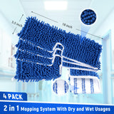 4 Pack Microfiber Flip Mop Refills,Compatible with O-Cedar Dual Action Mop,Replacement Mop Heads for Dry/Wet Use,Machine Washable.