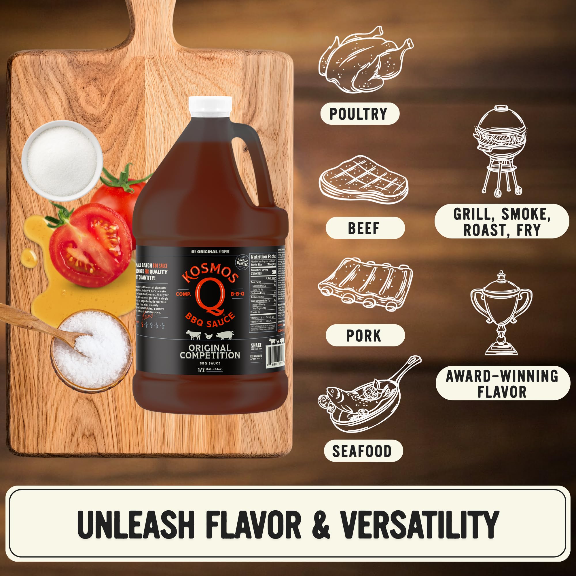 Kosmos Q Original Competition BBQ Sauce, Sweet and Smoky Barbecue Sauce for Ribs, Pulled Pork, Brisket, Chicken & More, Award-Winning Competition