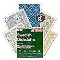FEBU Swedish Dishcloths for Kitchen | 5 Pack Japanese Reusable Paper Towels Washable | Swedish Dish Towels | Non-Scratch Cellulose Sponge Cloths | No