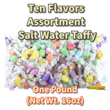 Ten Flavors Assortment, Salt Water Taffy 1 Pound Bag. Classic Boardwalk Style Taffy. (Net Wt. 16oz)