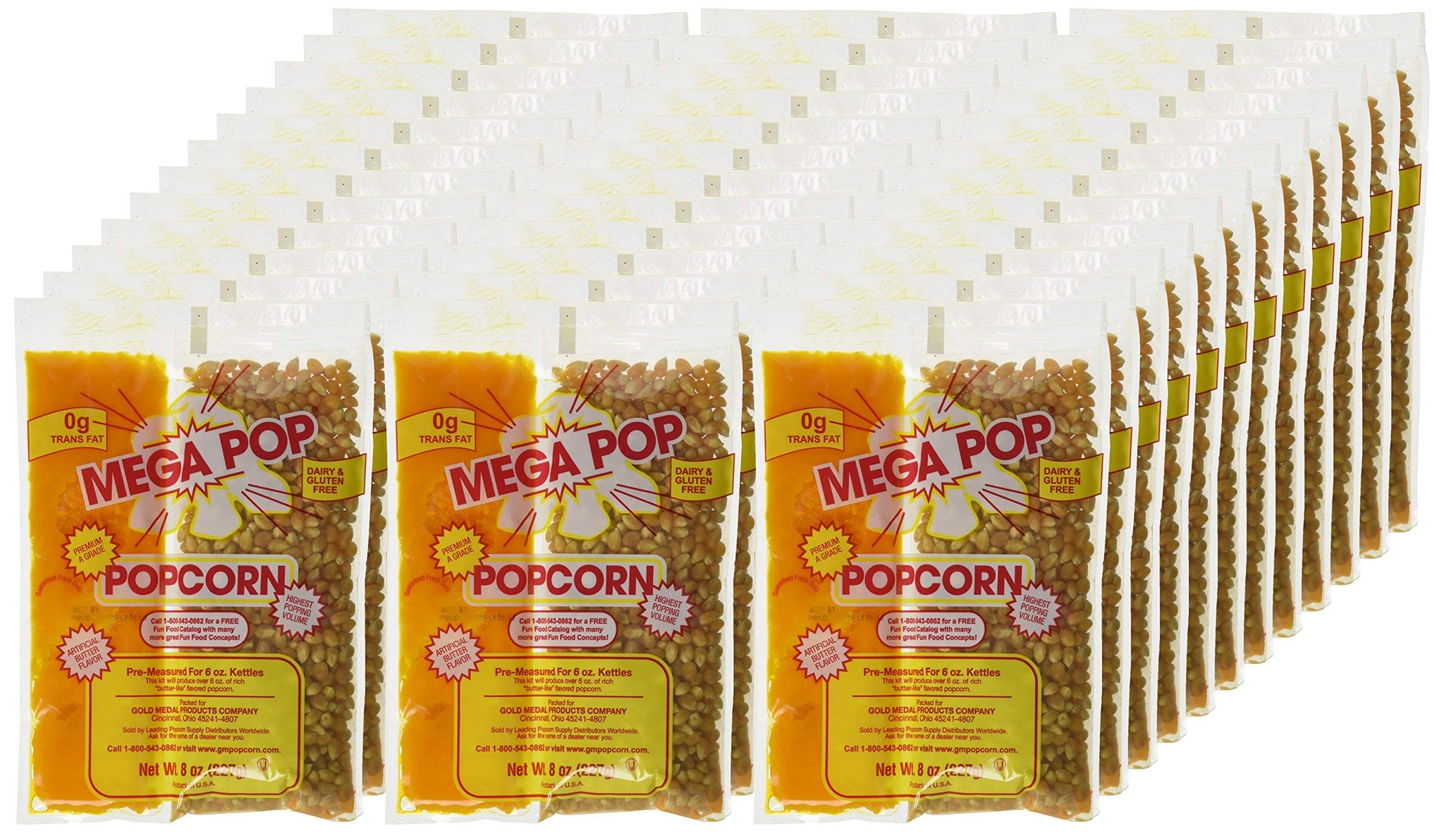Gold Medal Popcorn Kit Coconut, 8oz kit for 6 Oz popper, 36 count