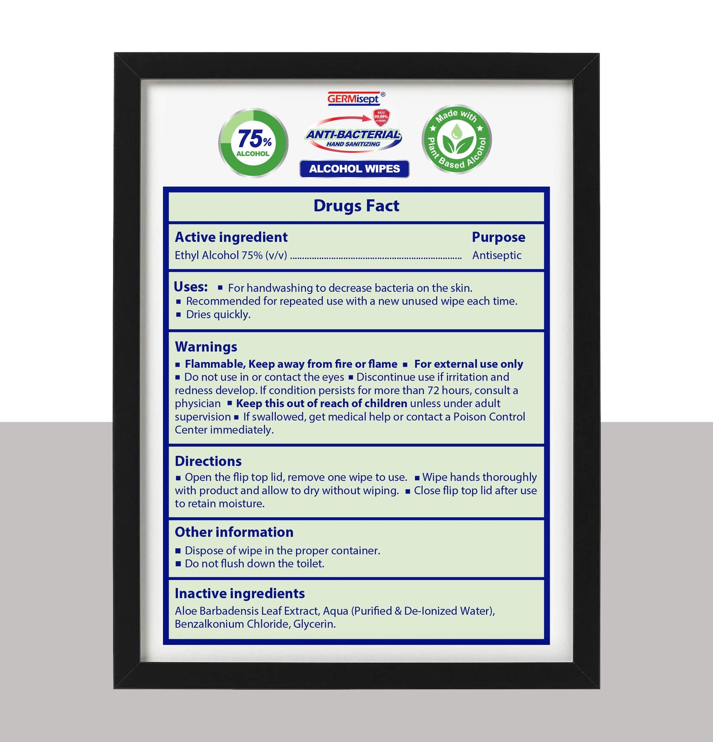 Freshnaps Germisept 75% Alcohol Advanced Hand Sanitizing Wipes | 50 Count per Pack x Pack of 3 = 150 Wipes