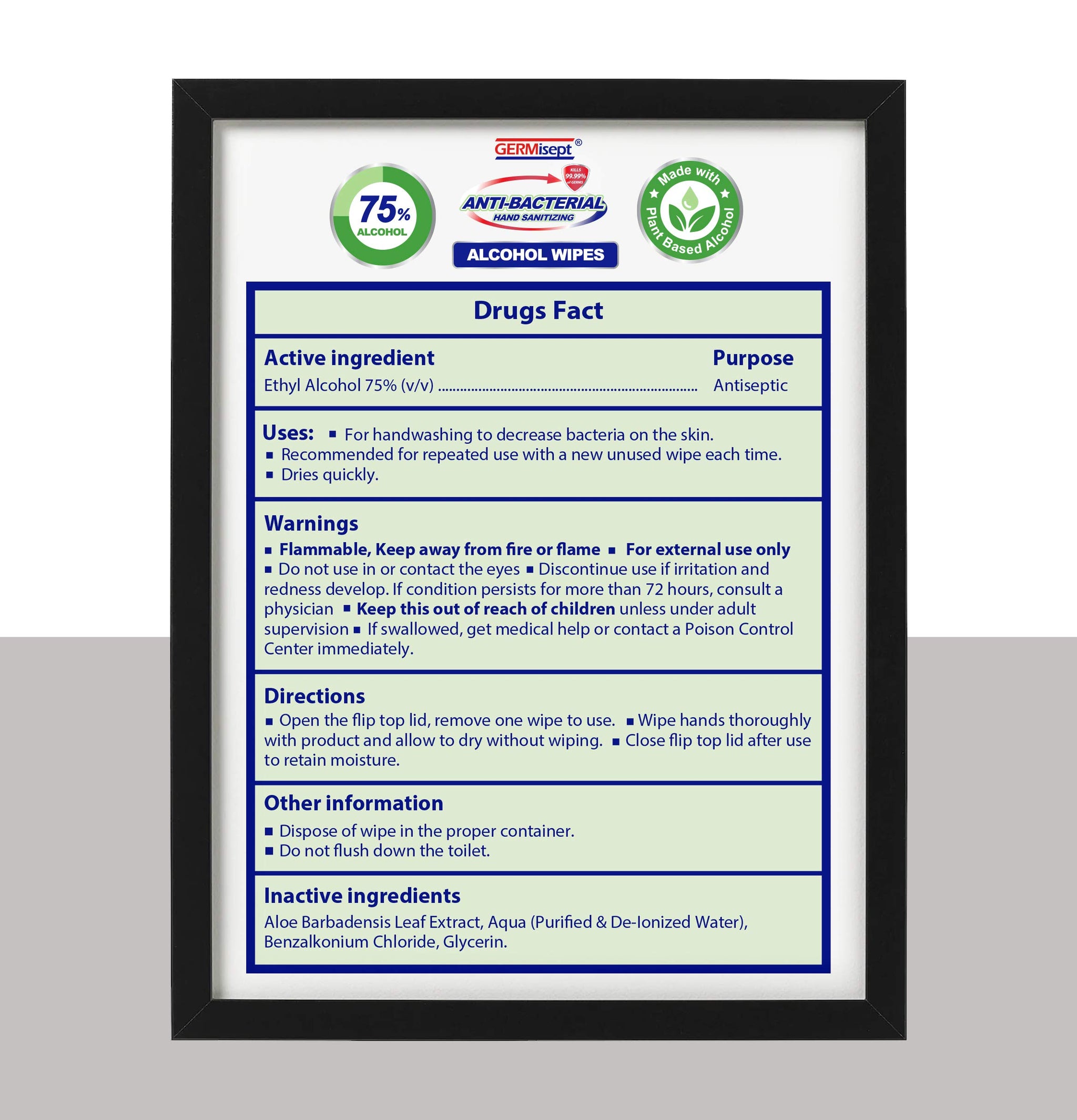 Freshnaps Germisept 75% Alcohol Advanced Hand Sanitizing Wipes | 50 Count per Pack x Pack of 3 = 150 Wipes