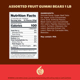 Gummi Bears | 1-Pound Bag | Dye Free Candy | Assorted Fruit Gummies | Classic Gummy Candy for Snacking, Buffets, Gifting, Party Favors, and Goodie