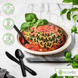 Ecovita 100% Compostable Forks Spoons Knives Cutlery Combo Set - 380 Large Disposable Utensils (7 in.) Eco Friendly Durable and Heat Resistant