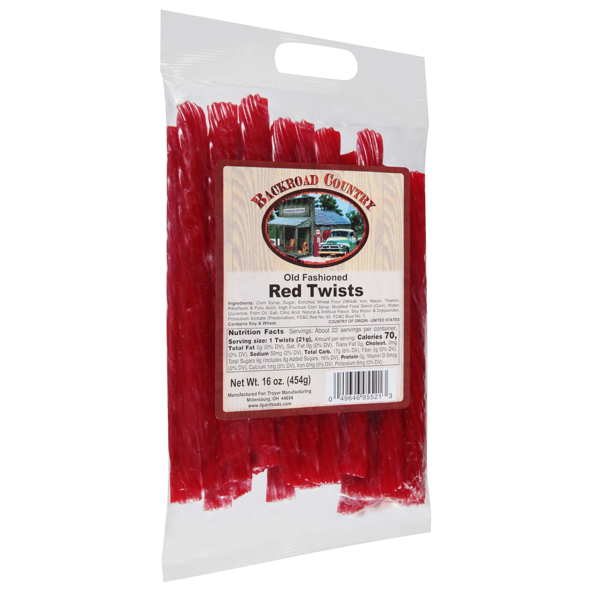 Backroad Country Old Fashioned Red Twists - Licorice Candy - Made in the USA - 16 OZ (Pack of 1)