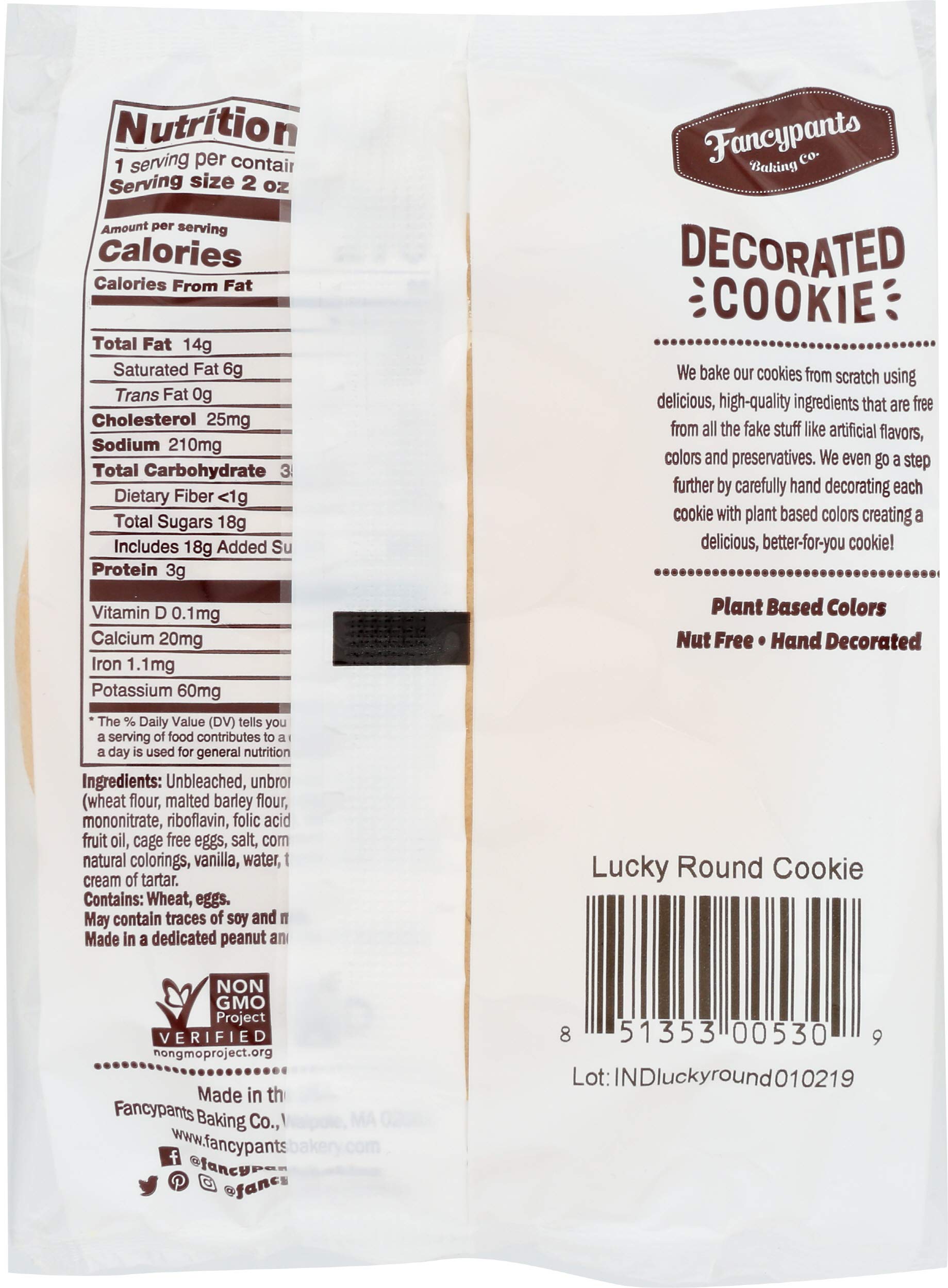 Fancypants Bakery, Cookie Lucky Round Large, 2 Ounce