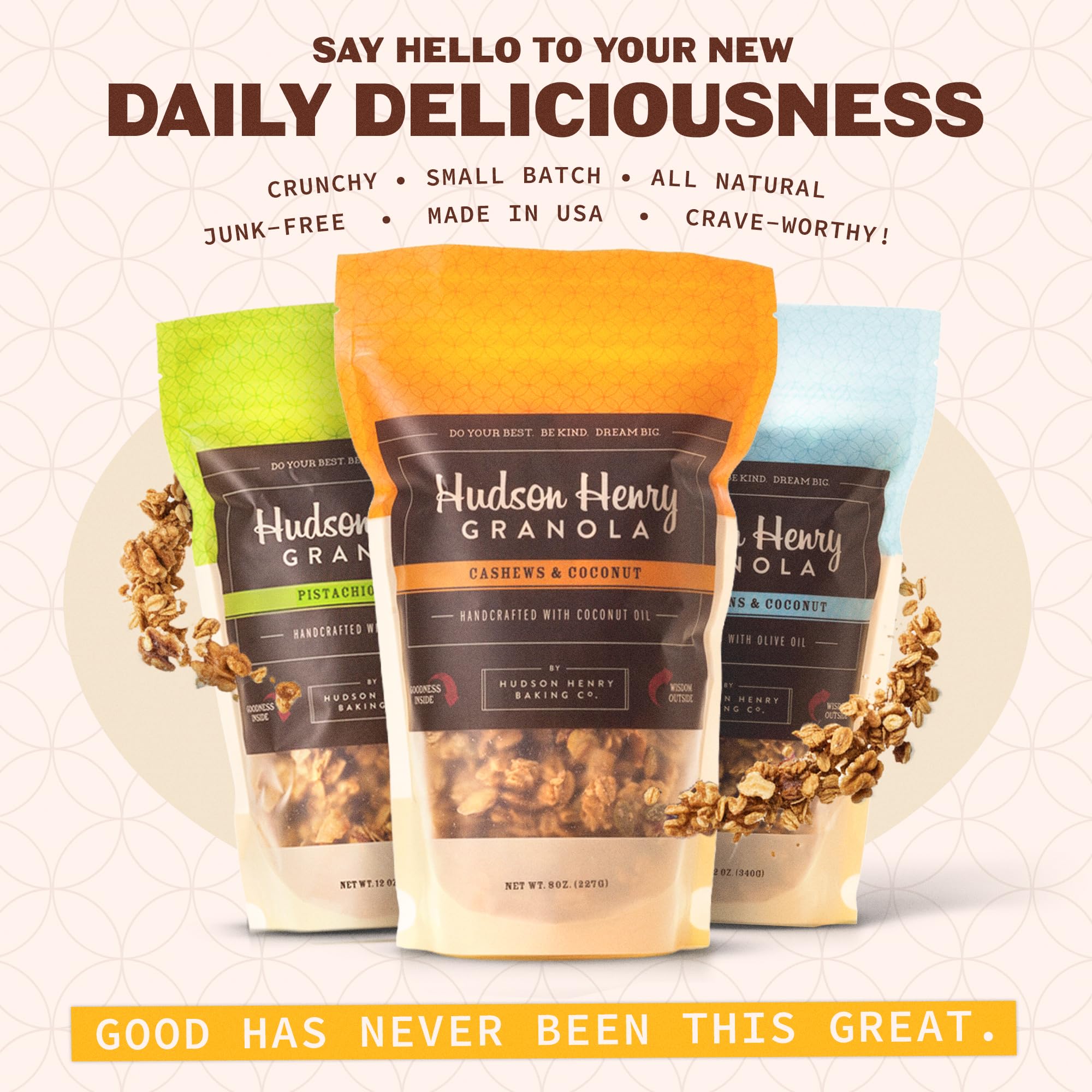 Hudson Henry Granola Coconut Lovers Variety Pack | Small Batch Baked Gluten Free Granola with Pure Maple Syrup, Organic Coconut & Extra Virgin Olive