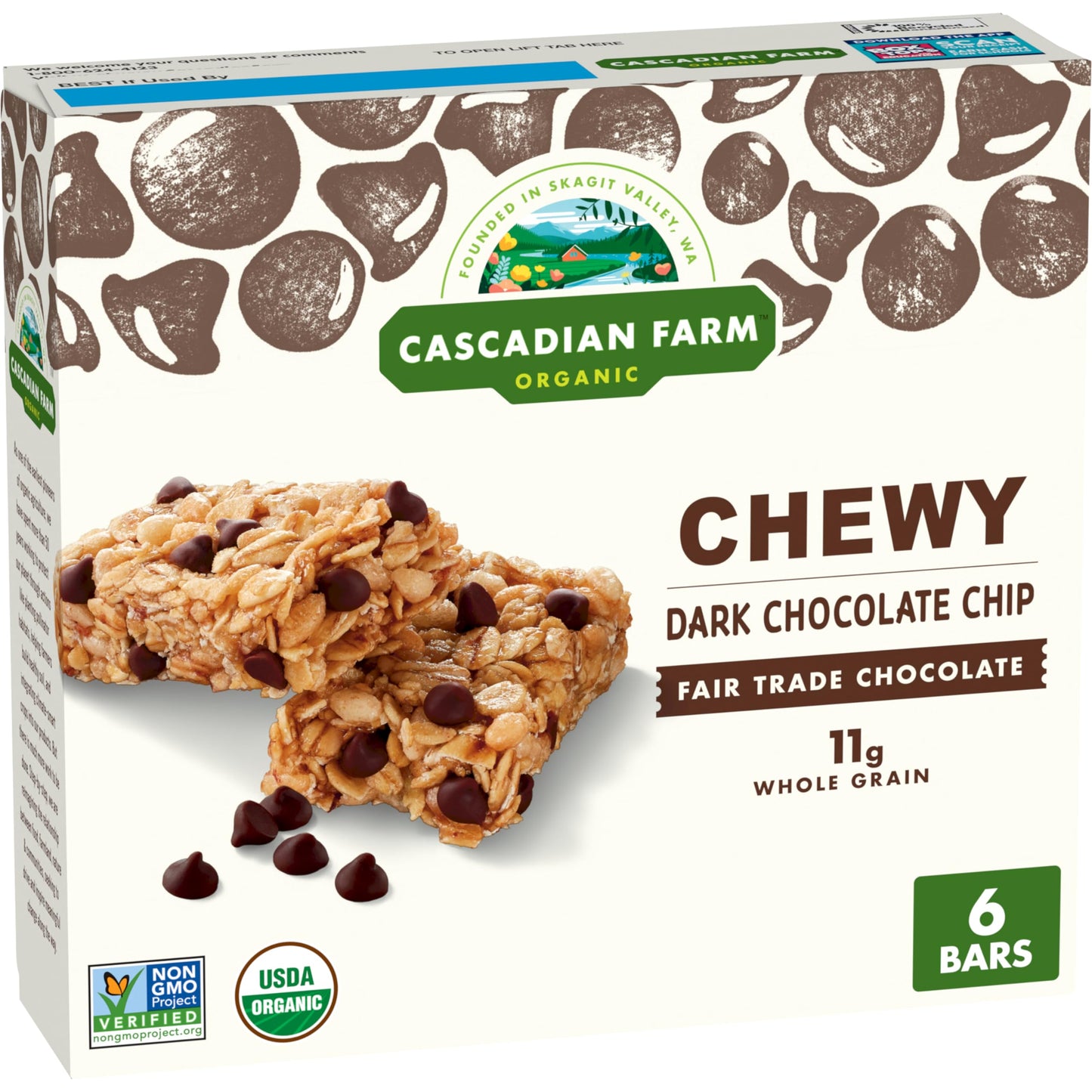 Cascadian Farm, Bar Granola Chocolate Chip 6 Count Organic, 7.4 Ounce