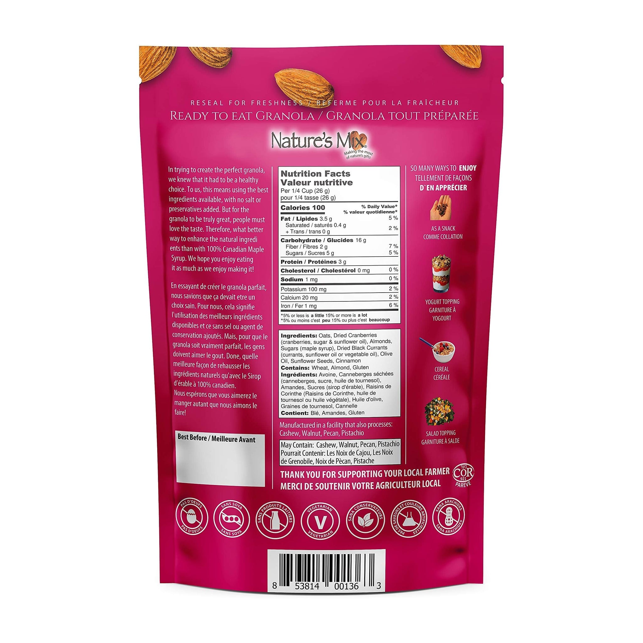 Natures Mix Cranberry Maple Granola, 312 GR