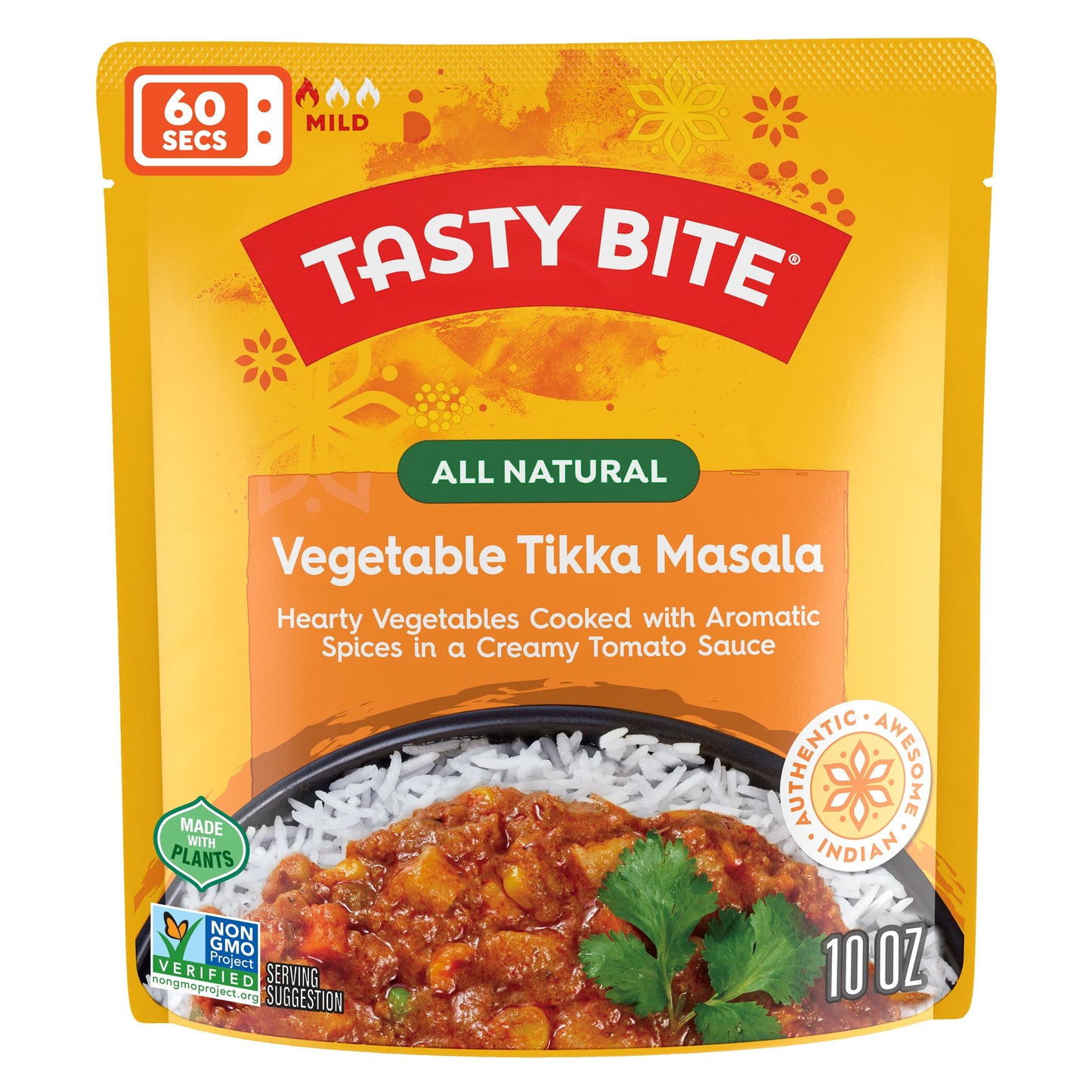 Tasty Bite Vegetable Tikka Masala, 10 Ounce, Pack of 6, Ready to Eat, Microwavable Entree, Vegetables Simmered With Cashews (Packaging may vary)