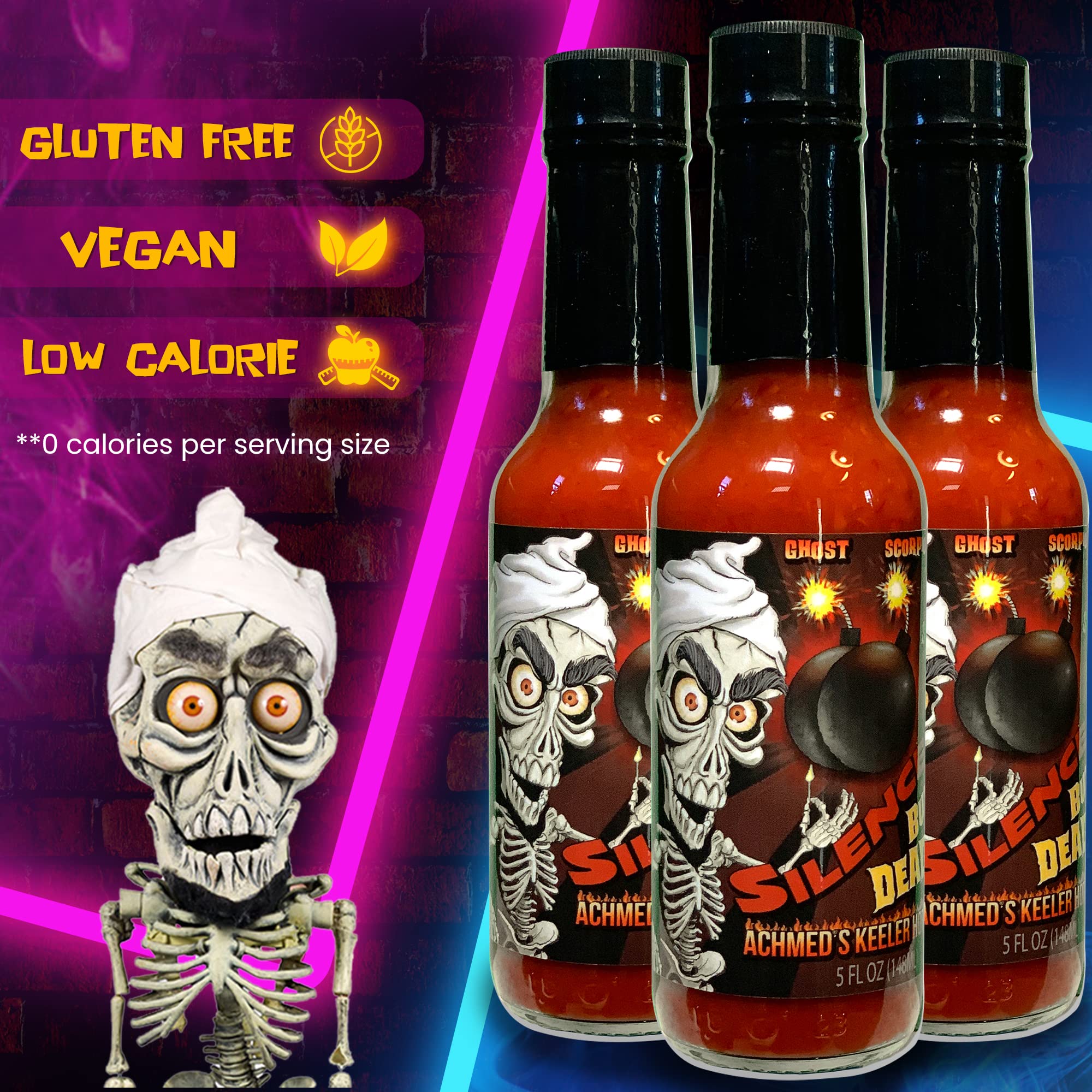 Jeff Dunham - Achmed's Keeler Hot Sauce with Scorpion, Carolina Reaper, and Ghost Peppers | Super Hot and Spicy Sauce for the Brave and Bold (5 fl oz)