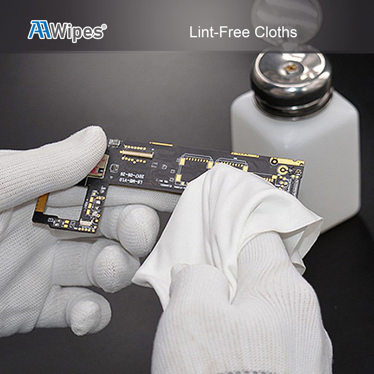 AAWipes Cleanroom Polyester Wipers 4"x4" (Bag of 400 Pcs) Double Knit 100% Polyester Wipes Lint Free Cloths with Ultra-fine Filaments, Laser Sealed