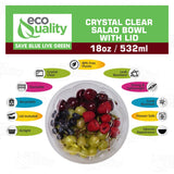 18oz Clear Disposable Salad Bowls with Lids (50 Pack) - Clear Plastic Disposable Salad Containers for Lunch To-Go, Salads, Fruits, Airtight, Leak
