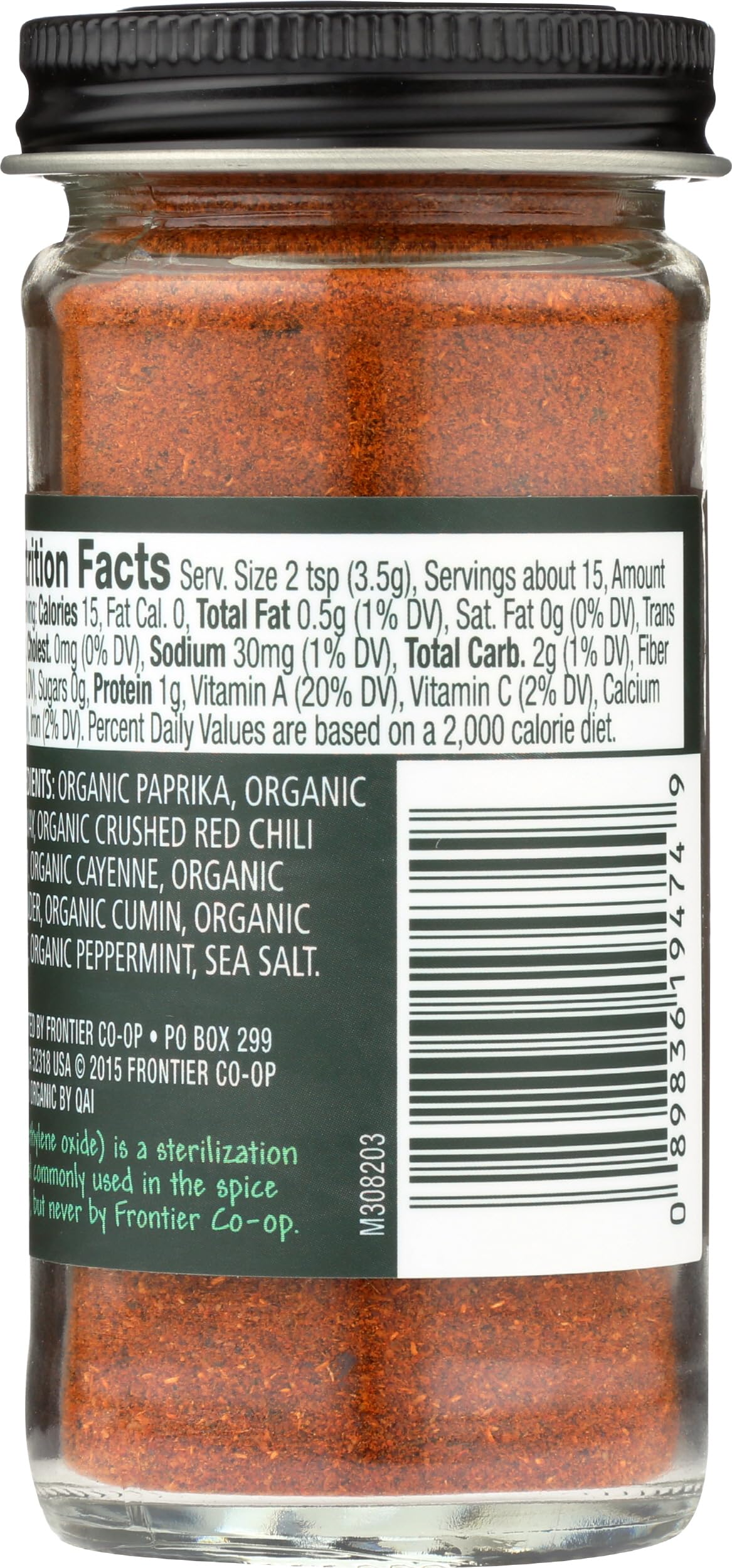 Frontier Co-op Organic Harissa Seasoning, 1.9 Ounce Bottle, N. African Heat with Chili Peppers, Cayenne, Paprika & Coriader
