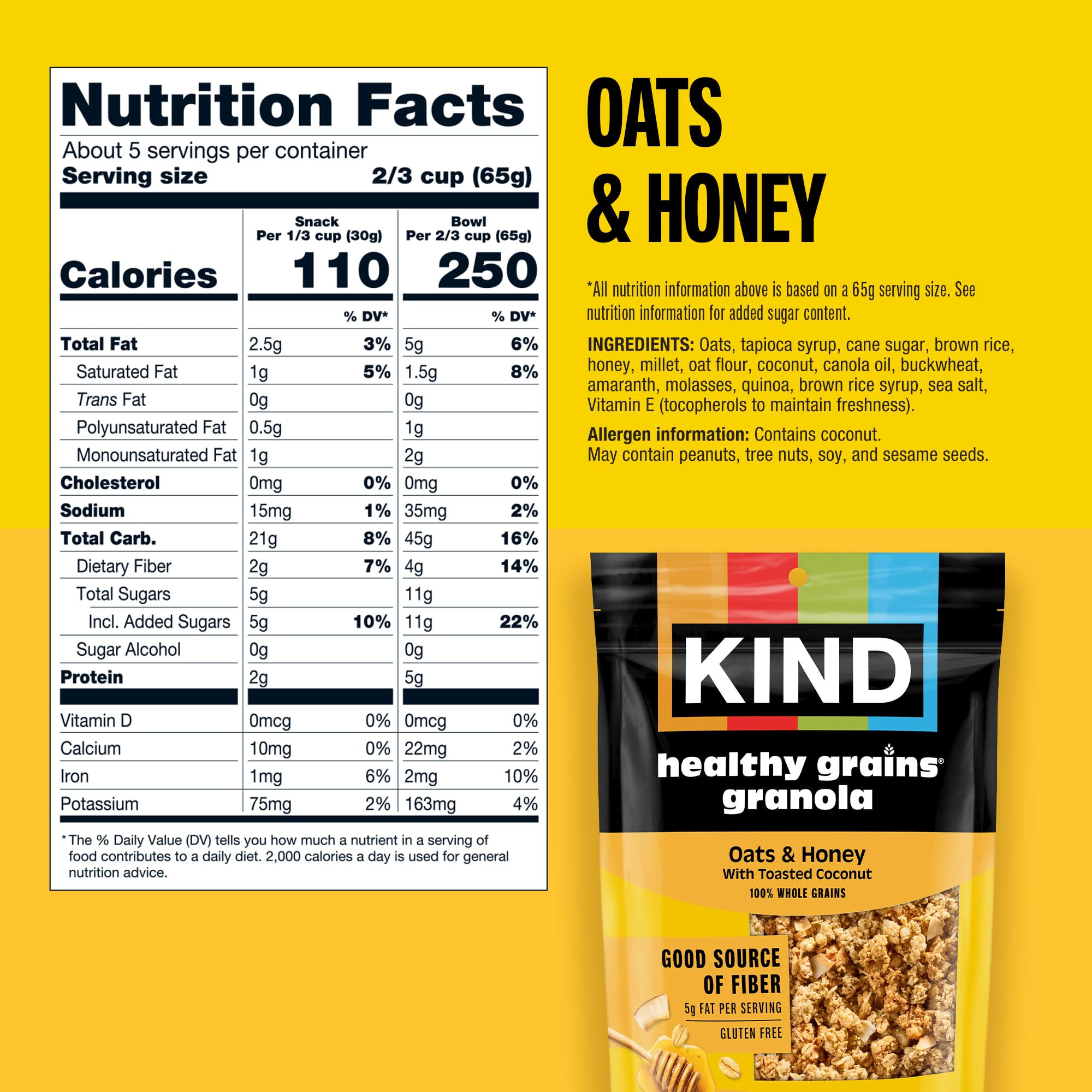 Kind Healthy Grains Granola Variety Pack, Gluten Free, Healthy Snack Mix, Peanut Butter, Cinnamon Oat, Oats & Honey, 5-10g Protein, 11oz, 3 Count