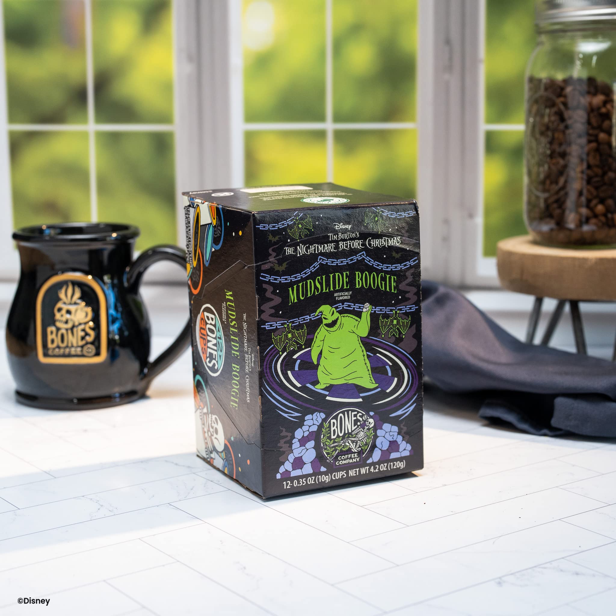 Bones Coffee Company Mudslide Boogie, Chocolate Mudslide Flavored Coffee Pods, Low Acid Medium Roast Single-Serve Bones Cups for K-Cups Coffee Maker