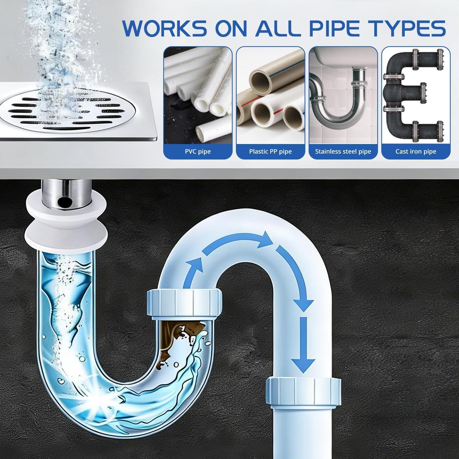 Crystal Lye Drain Opener, Pure Sodium Hydroxide Pellets Powerful Clog Remover for Bathroom & Kitchen Sinks, Drains & Shower Pipes - Pipe-Safe