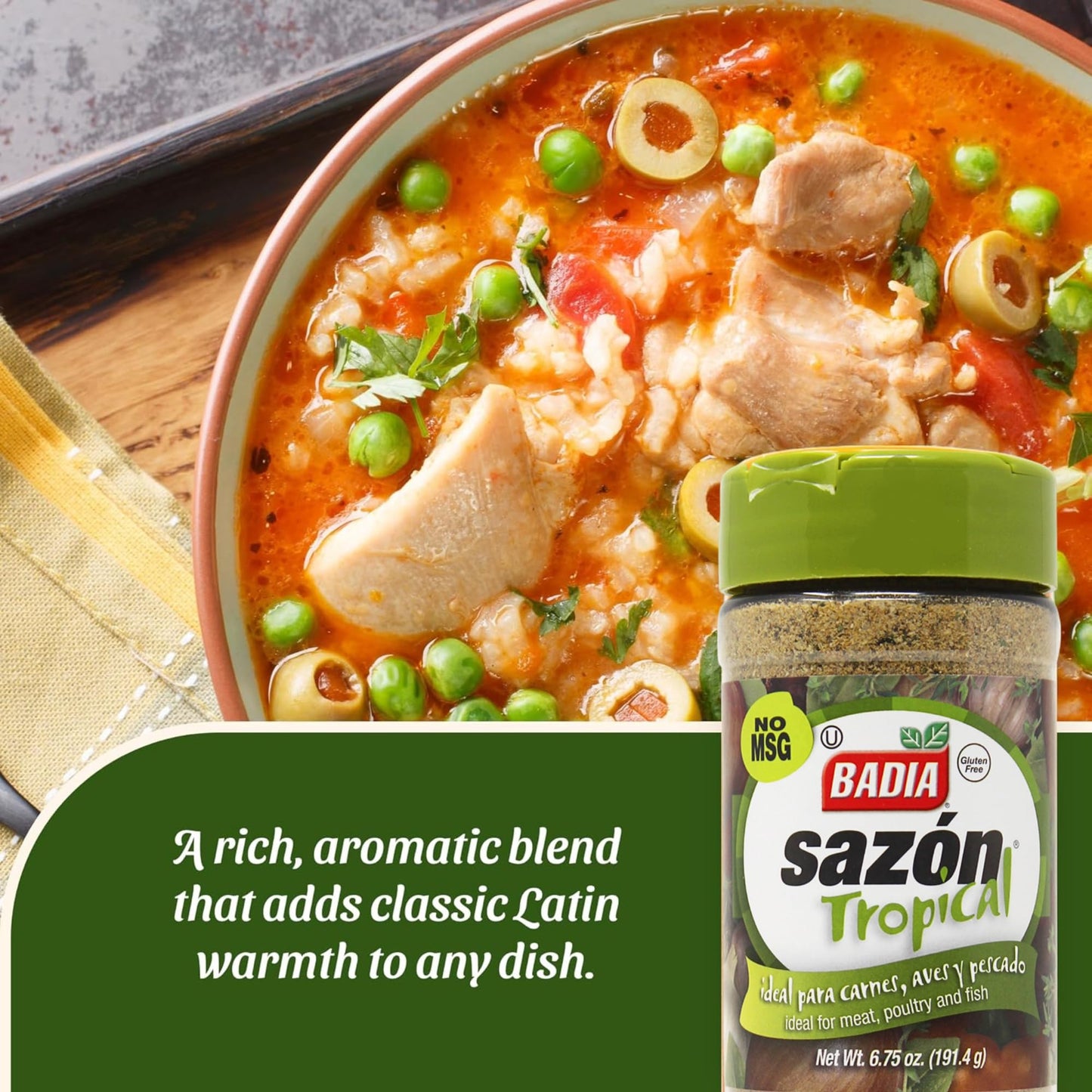Badia Sazon Tropical, 6.75 oz - Zesty Blend for Meats, Poultry & Seafood